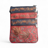 The 5-Pocket Floral Crossbody Bag, Red/Blue