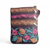 The 5-Pocket Floral Crossbody Bag, Brown/Pink/Green