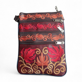 The 5-Pocket Floral Crossbody Bag, Red/Brown