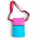 Leather Phone Bag Pink/Turqouise/Green