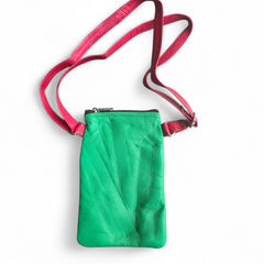 Leather Phone Bag Pink/Turqouise/Green