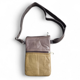 Leather Phone Bag Grey/Ochre/Grey
