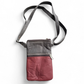 Leather Mobile Bag Maroon/Grey/Grey