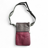Leather Phone Bag Grey/Maroon/Red