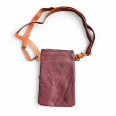 Leather Phone Bag Blue/Red/Brown