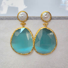 Earring Twin Glow- Turquoise, Pearl