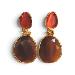 Earring: Twin Glow-Brown Red