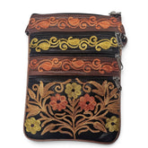 The 5-Pocket Floral Crossbody Bag, Brown/Orange/Yellow