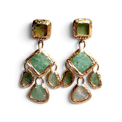 Earring: Raw Cascada Green