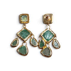 Earring: Raw Cascada Green