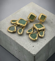 Earring: Raw Cascada Green