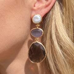 Earring: Glow Line- Pearl Purple Brown