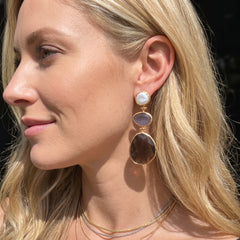 Earring: Glow Line- Pearl Purple Brown