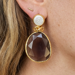 Earring: Twin Glow Pearl & Brown