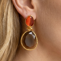 Earring: Twin Glow-Brown Red