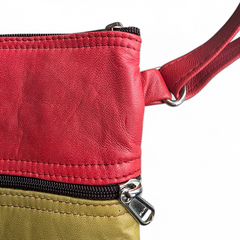 Leather Phone bag Yellow/Red/Beige