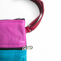 Leather Phone Bag Pink/Turqouise/Green