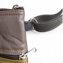 Leather Phone Bag Grey/Ochre/Grey
