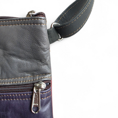 Leather Phone Bag Blue/Grey/Brown