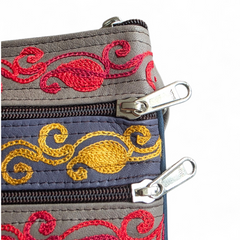 The 5-Pocket Floral Crossbody Bag, Blue/Red/Yellow