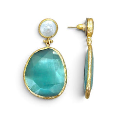 Earring Twin Glow- Turquoise, Pearl