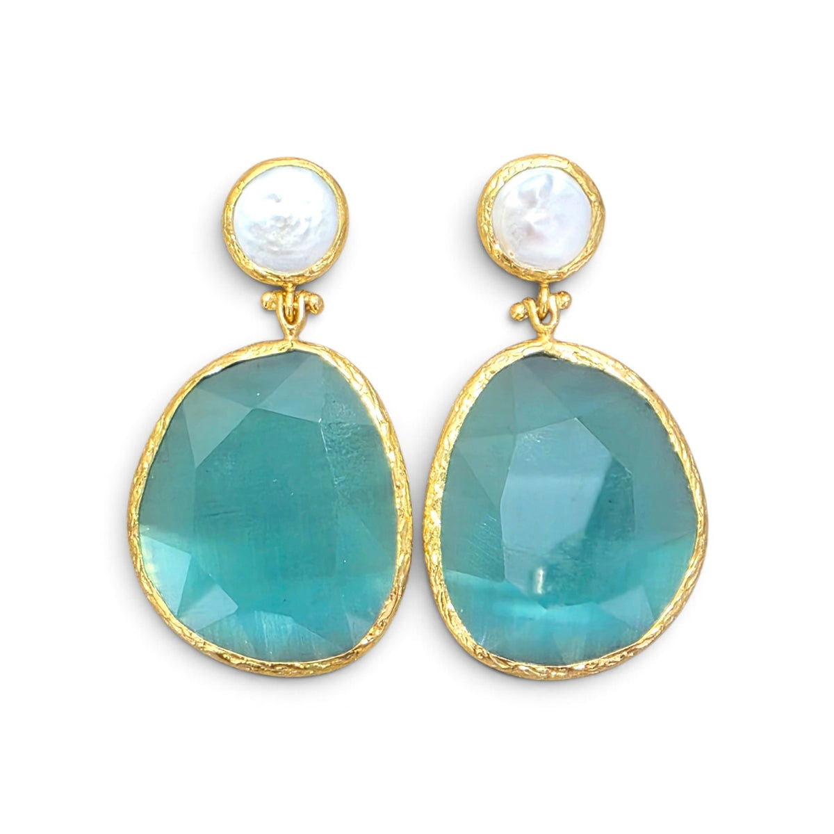 Earring Twin Glow- Turquoise, Pearl