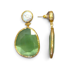 Earring Twin Glow- Light Green, Pearl