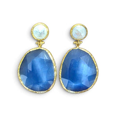 Earring Twin Glow-Light Blue Pearl