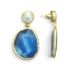 Earring Twin Glow-Light Blue Pearl
