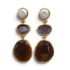 Earring: Glow Line- Pearl Purple Brown