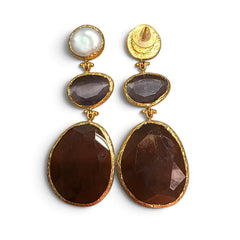 Earring: Glow Line- Pearl Purple Brown