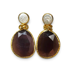 Earring: Twin Glow Pearl & Brown