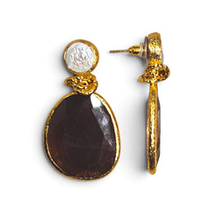 Earring: Twin Glow Pearl & Brown