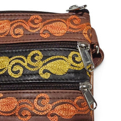 The 5-Pocket Floral Crossbody Bag, Brown/Orange/Yellow