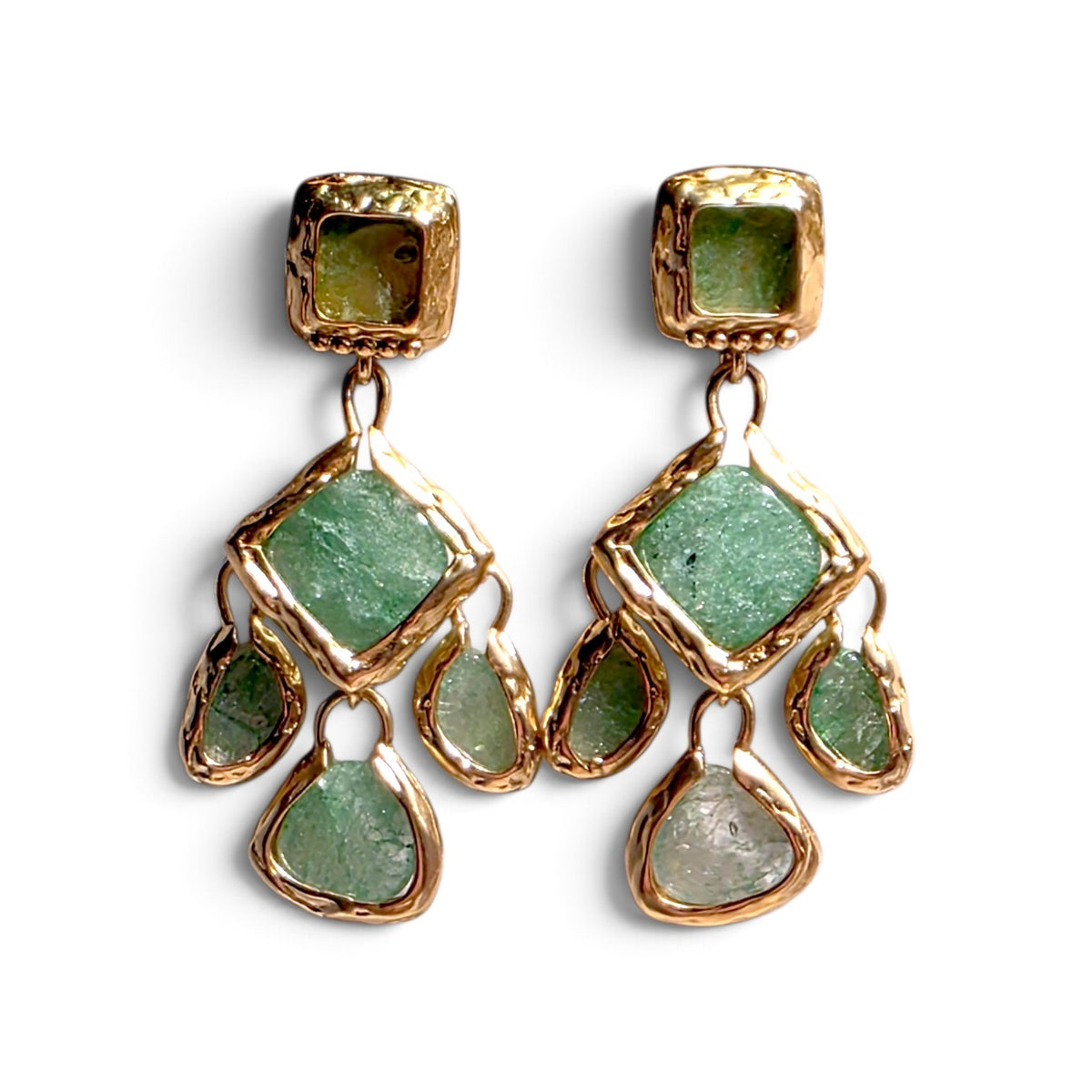 Earring: Raw Cascada Green