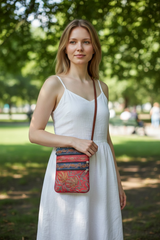 The 5-Pocket Floral Crossbody Bag, Red/Blue