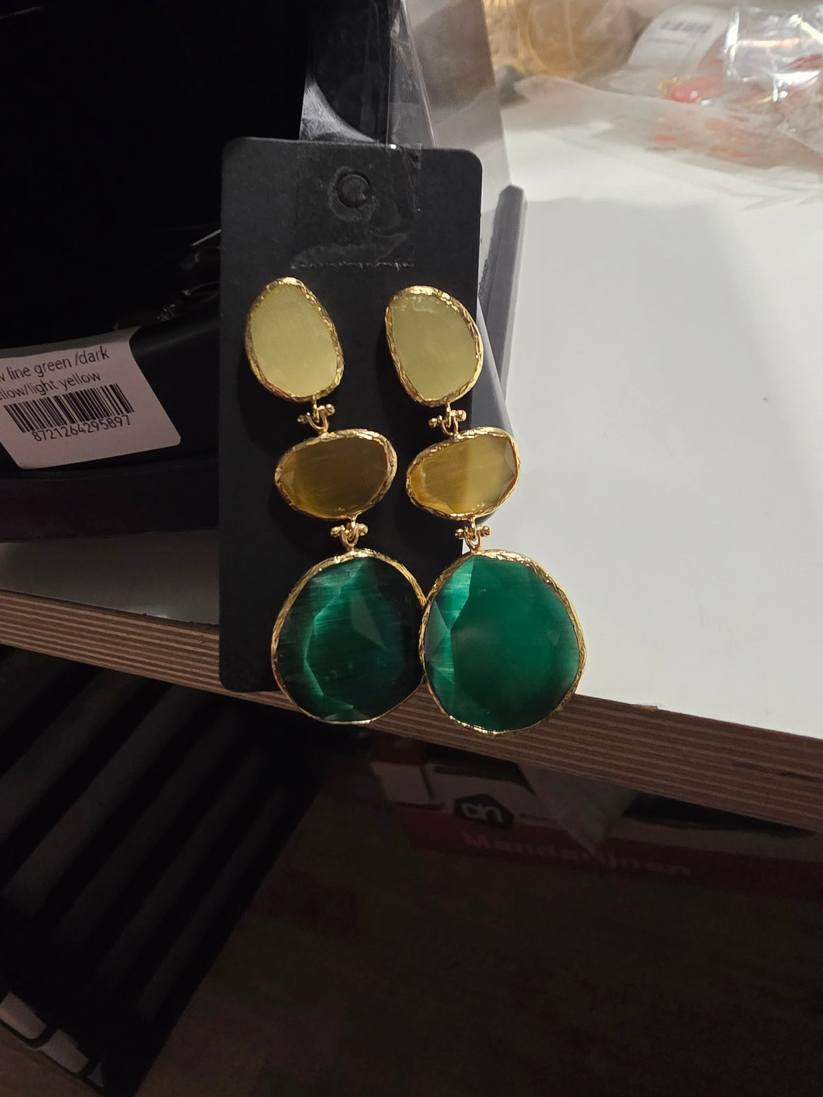 Earring Glow Line Emerald/Dark Yellow/Light Yellow